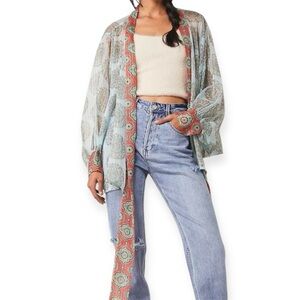Free people Tie Front Botanical Kimono